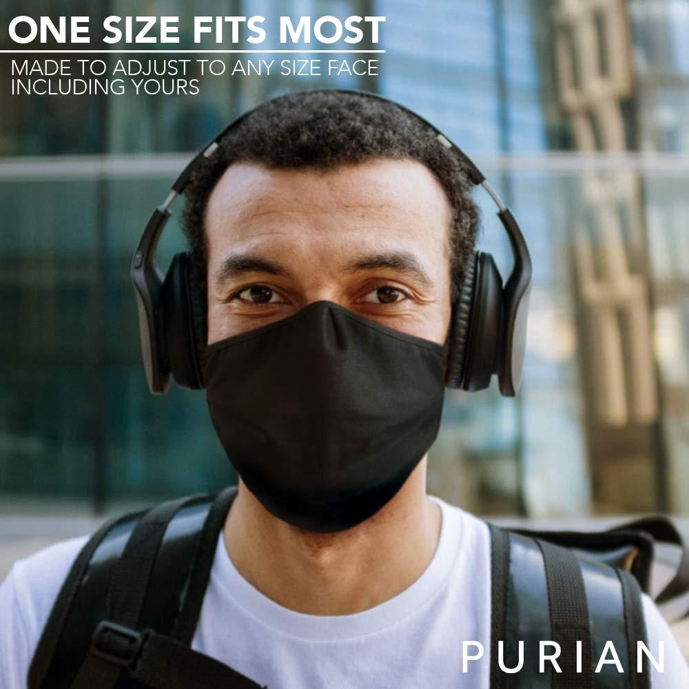PURIAN Purian Face Mask for Men with Beards | Black Tie Behind Straps For All Day Use