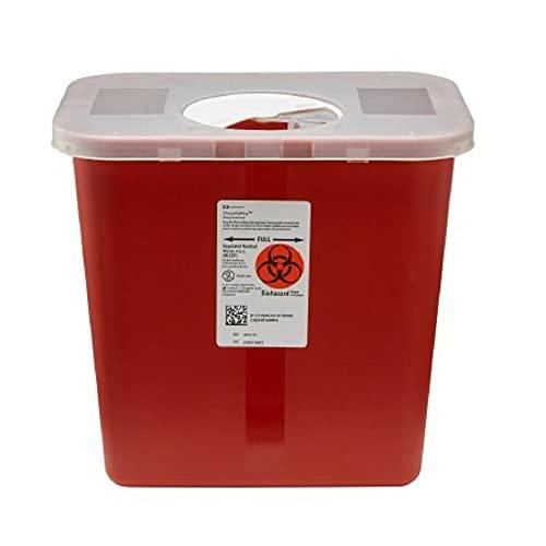 COVIDIEN Kendall Multi-purpose Sharps Containers 2 Gallon 10\"h X 7.25\"d X 10.5\"w Red Container W/ Rotor Lid - Model 8970 - Each