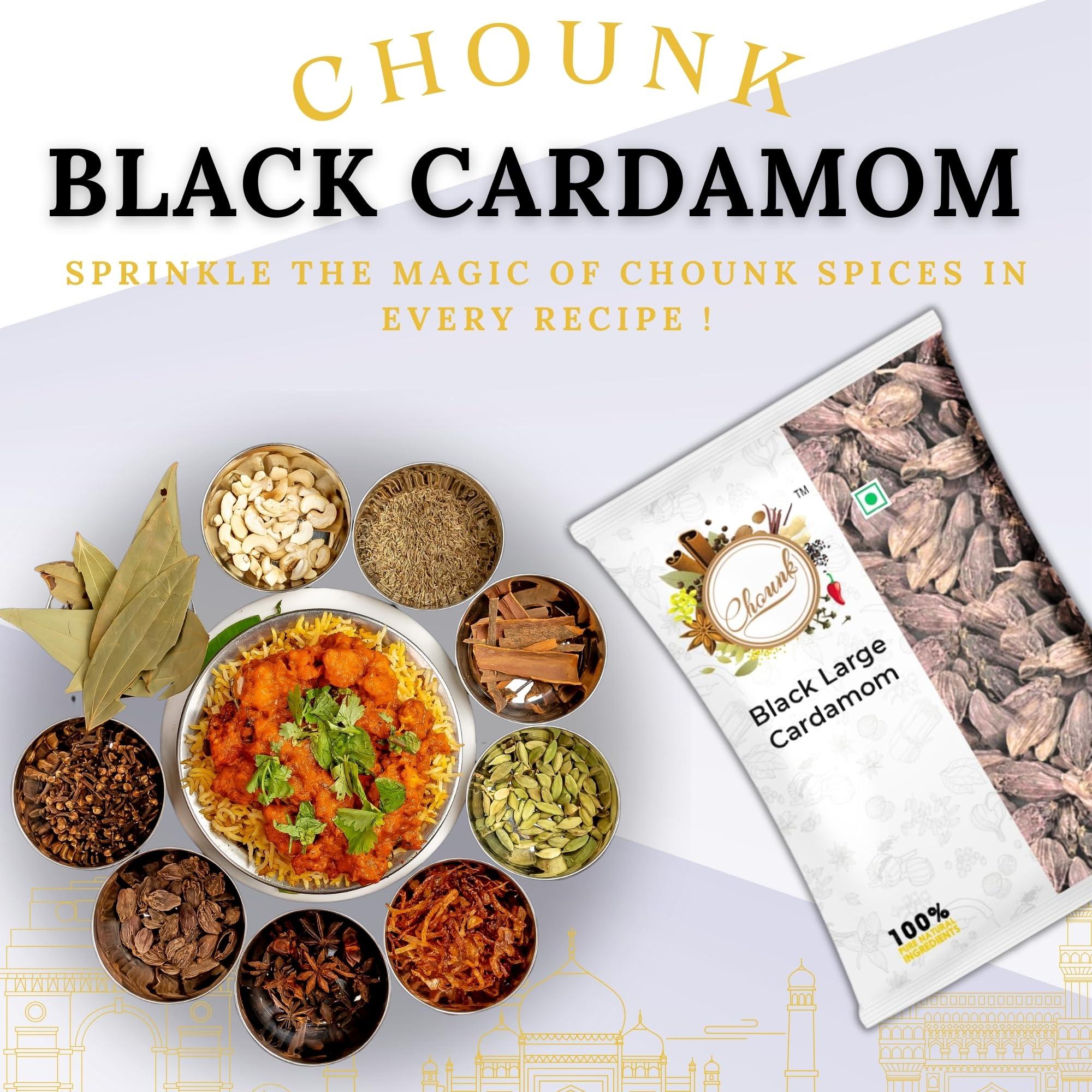 Chounk Chounk Black Large Cardamom, 800 Grams | Badi Elaichi | Preservative Free | Sabut Elaichi | Kali Elaichi | Moti Elaichi | Black Cardamom