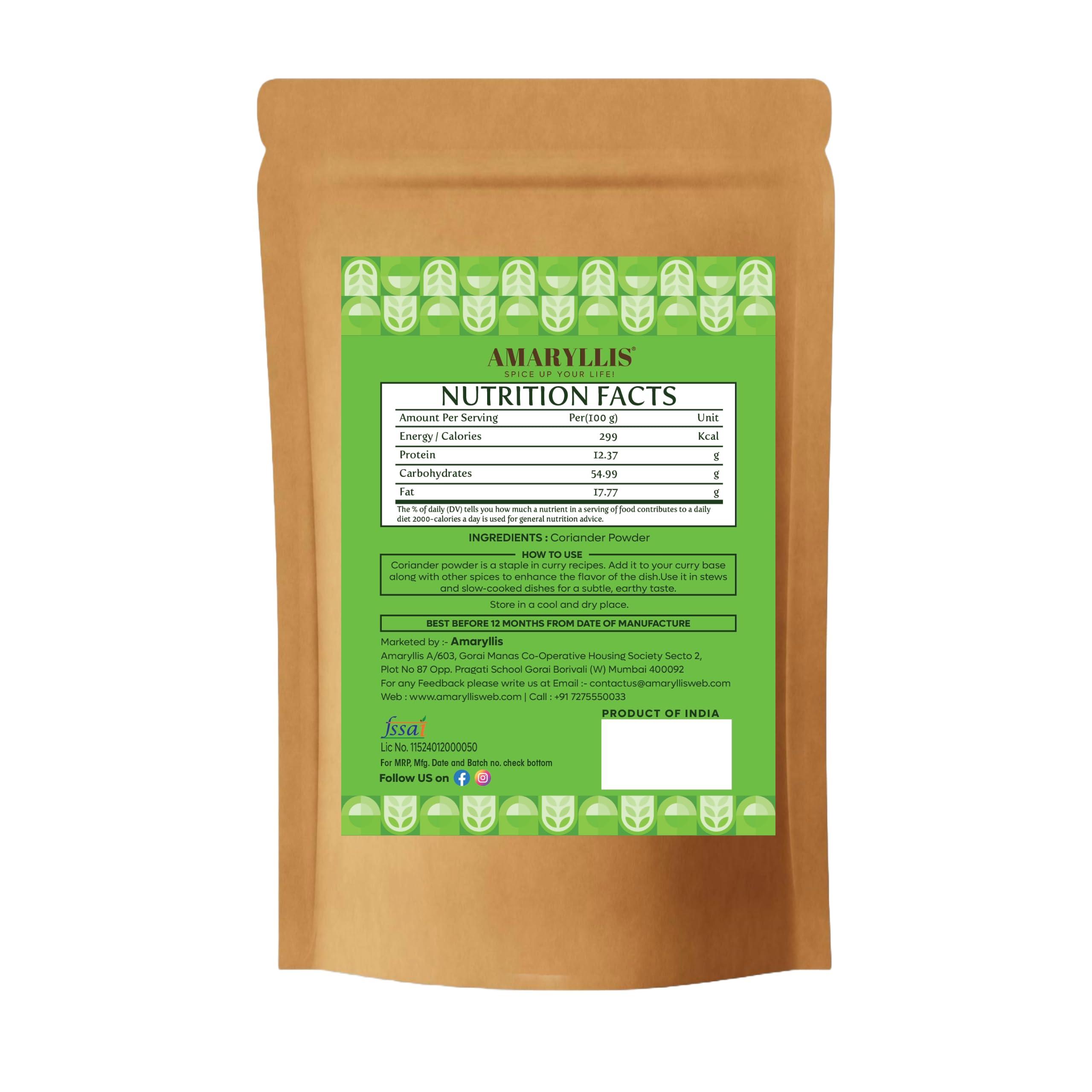 AMARYLLIS AMARYLLIS Corainder/Dhaniya Powder(Hand-Pounded), Natually Processed & 100% Organic with Zero Added Flavours & Colors(Chemical Free) | Rajasthan Special |250 grams