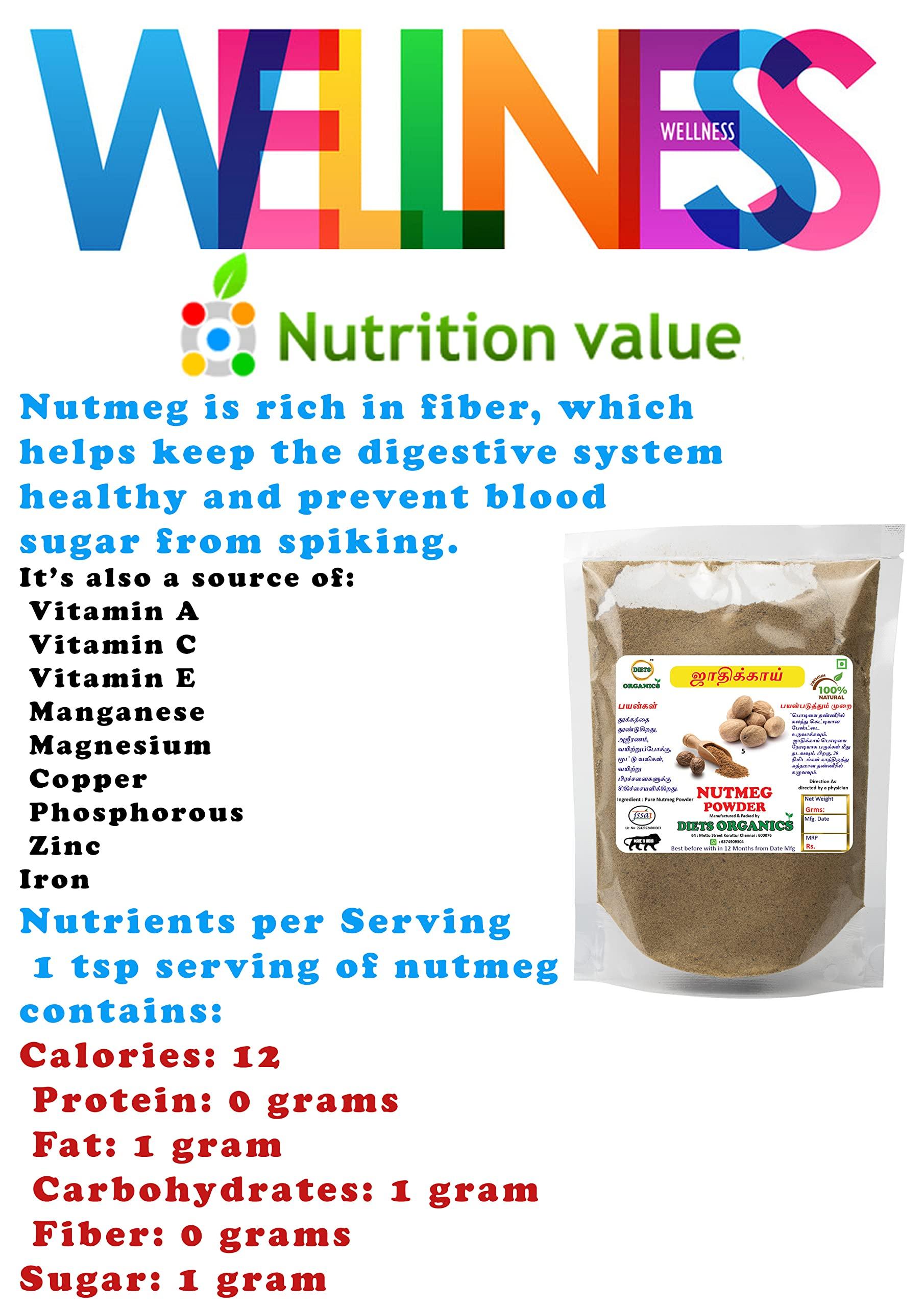 DIETS ORGANICS DIETS Organics Nutmeg powder-200 G, jadhikai powder, jaiphal Powder- 200Grams PACK OF 1