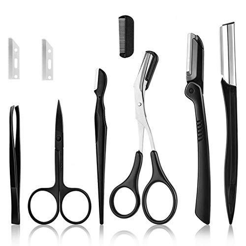 Anjetan Anjetan 9PCS Eyebrow Kit Universal Stainless Steel Eyebrow Grooming Set Eyebrow Care Kit Eyebrow Scissors Eyebrow Tweezers for Women Eyebrow Kits