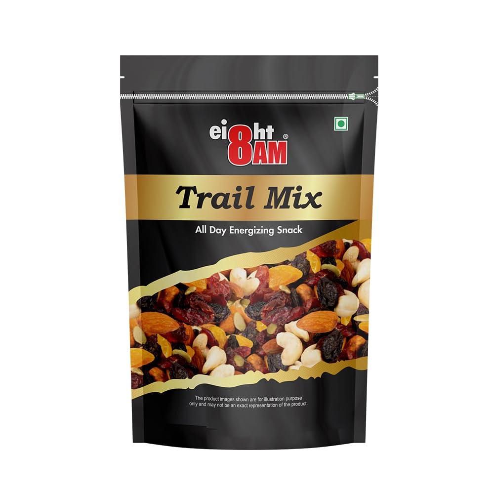 8AM 8AM Trail Mix Dry Fruits & Nuts, 200gm | Made with Nutritious Ingredient Cranberries, Roasted Cashew, Almonds, Raisin, Pumpkin Seeds | Healthy and Tasty Snack, Rich Source of Zinc, Potassium and Iron