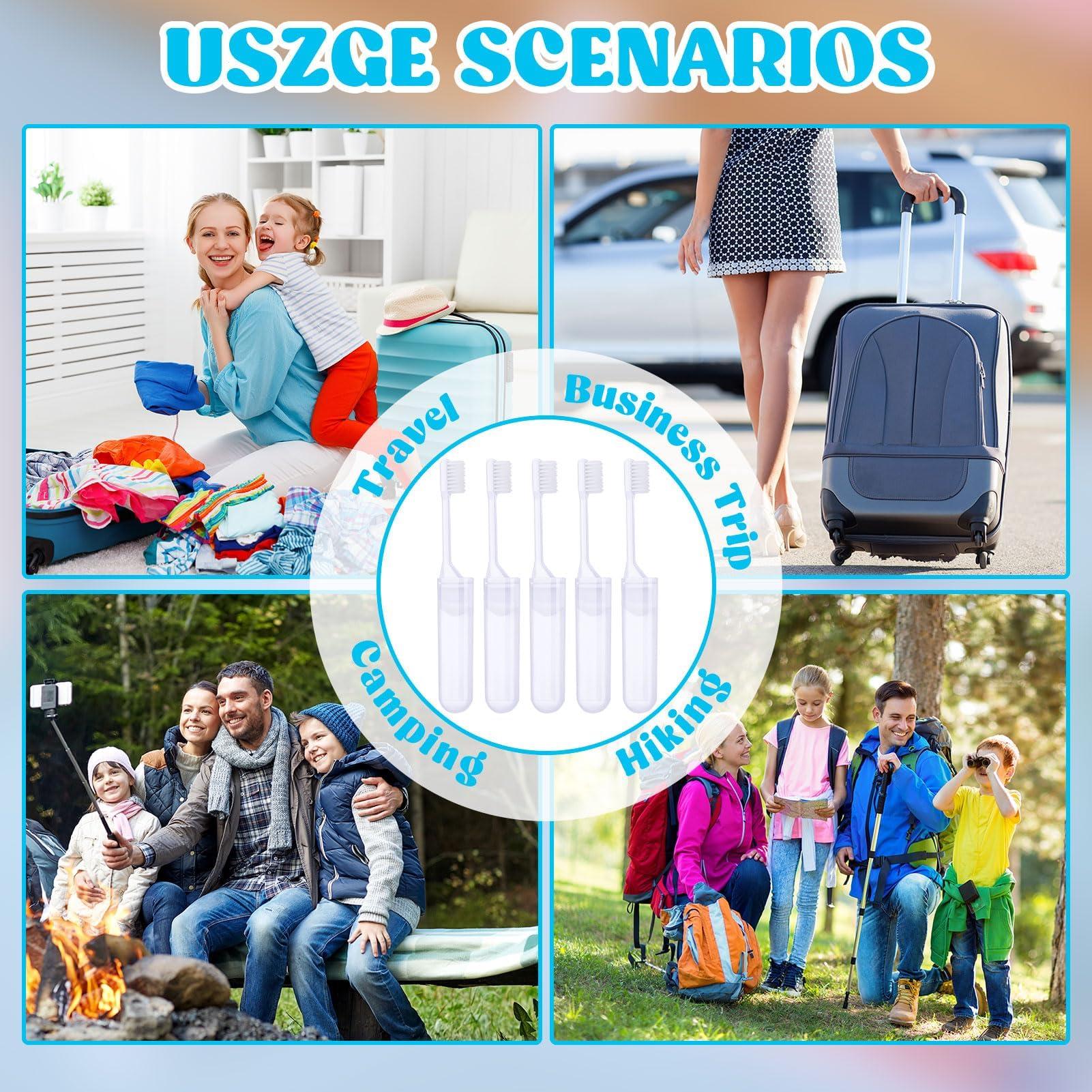 Azonee Azonee Mini Travel Toothbrush and Toothpaste Set of 8, Portable Foldable Toothbrush, Soft Camping Toothbrush Mini Toothbrush with Toothpaste for Travel Business Trip Camping Outdoor Activities