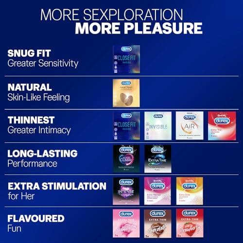 Durex Pleasure Packs (Durex Extra Thin 10s, Extra Ribbed 10s, Extra Thin 10s, Extra Ribbed 10s, Intense Tingling Lube 50 ml)