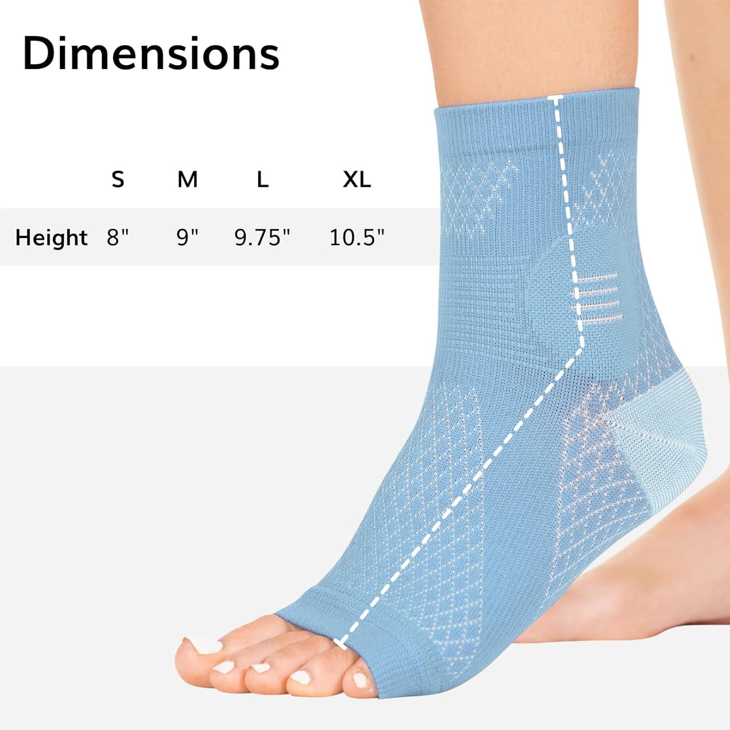 Ketsicart Neuropathy Socks (Pair) - Neuritis Compression Diabetic Toeless Foot Sleeves for Nerve Damage Pain in Feet, Ankle Gout, Plantar Fasciitis Relief Brace for Men and Women (Light Blue-M)