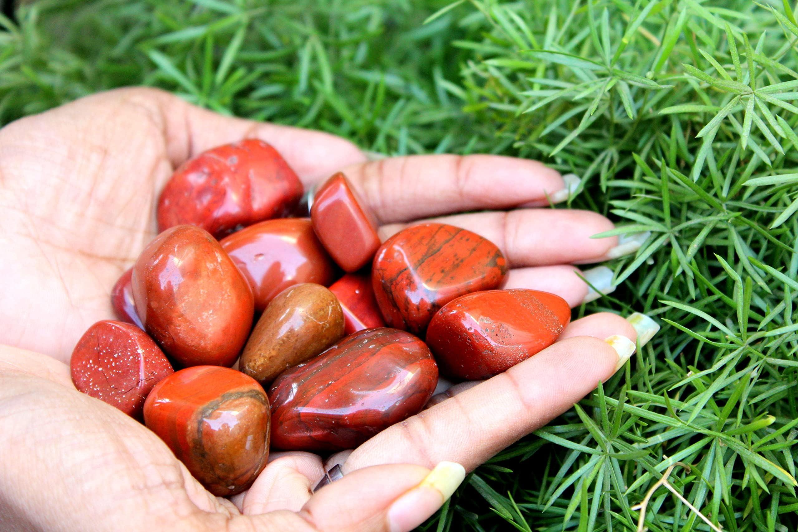 Jet International Crystal Jet Red Jasper Nice Tumbled Stone 100 gm Healing Positive Energy Reiki Pouch Aura