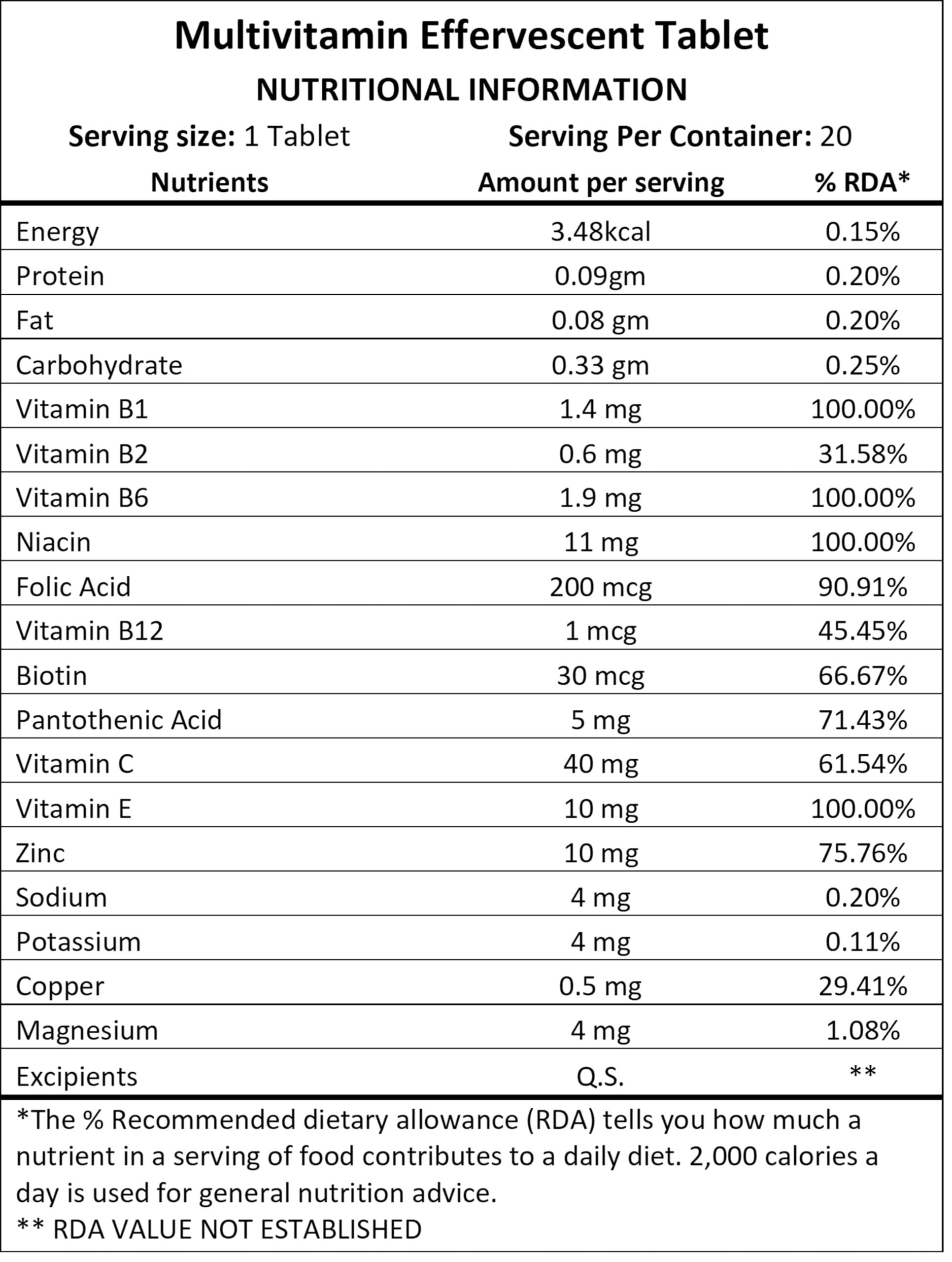 The Vitamin Company The Vitamin Company Multivitamin with Multi Minerals I Increased Energy Levels, 20 Effervescent Tablets, Mango Flavour | Daily Vitamin Drink | Fast Up Energy (Pack of 1)