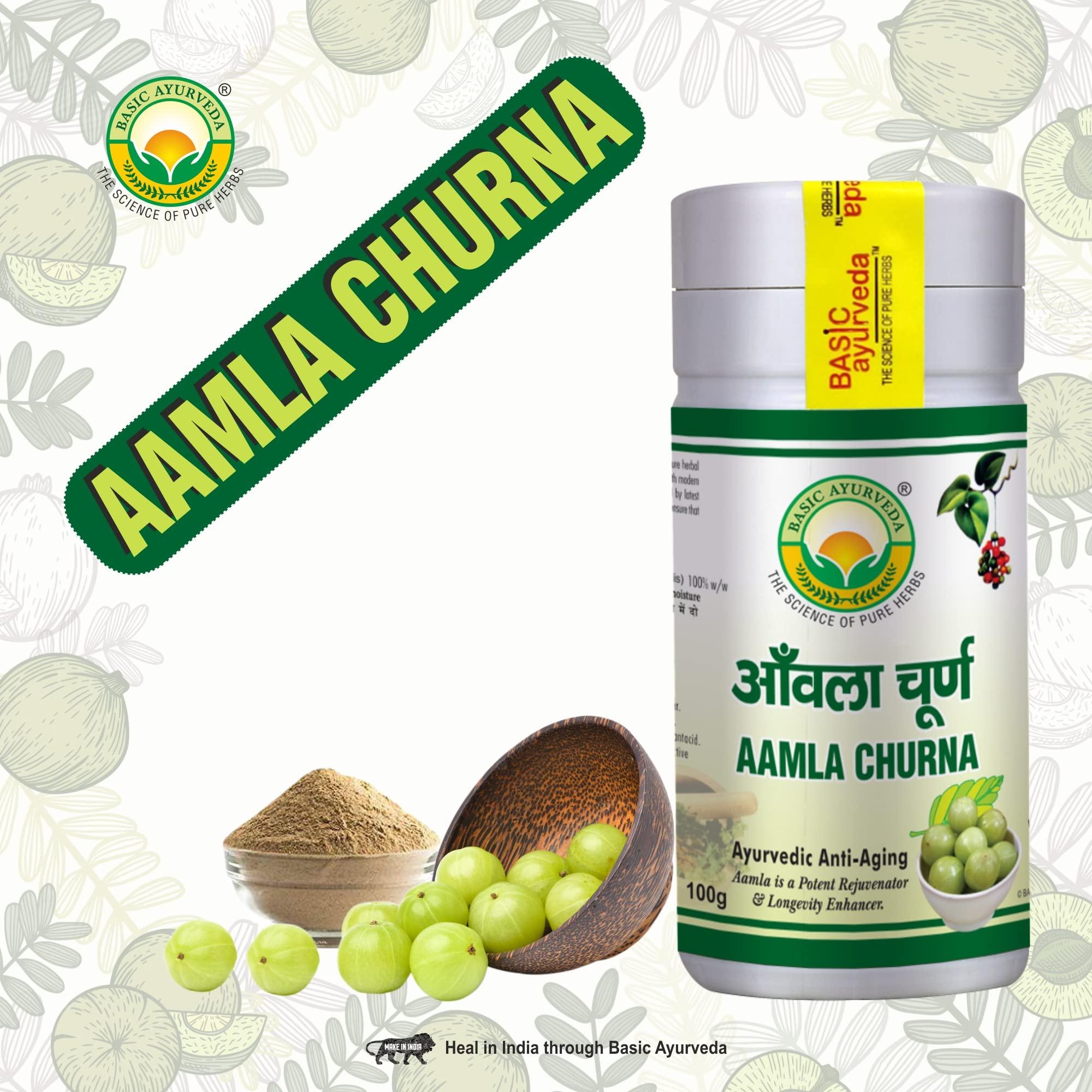 BASIC AYURVEDA BASIC AYURVEDA Aamla Churna 100 Gram | Indian Gooseberry (Amla) Powder Contains Vitamin C & Iron | Ayurvedic Supplements for Overall Health Balance