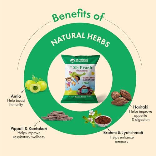 DR. VAIDYA'S Dr. Vaidya\'s Chyawan Toffees | Chyawanprash For Kids | Helps Boost Immunity & Improves Digestion | Contains Amla & Giloy | (75 Toffees Each) Pack of 1