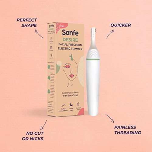 Sanfe Sanfe Desire Facial Precision Electric Trimmer for Perfect eyebrows | Sleek & Flexible hold | Anti Slip Grip | Designed for Shaping Brows | Easy & Safe | Upto 2 hours running time