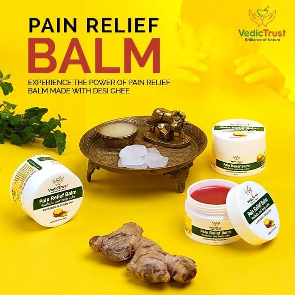 VedicTrust VedicTrust Ayurvedic Pain Relief Balm (Pack Of 3-25 Gm) Naturally Made with Desi Ghee, Kapoor, Tarpin Tel, Lavang Tel, Pudina Tel | All Age Balm | Muscle Pain, Headaches, Backaches |