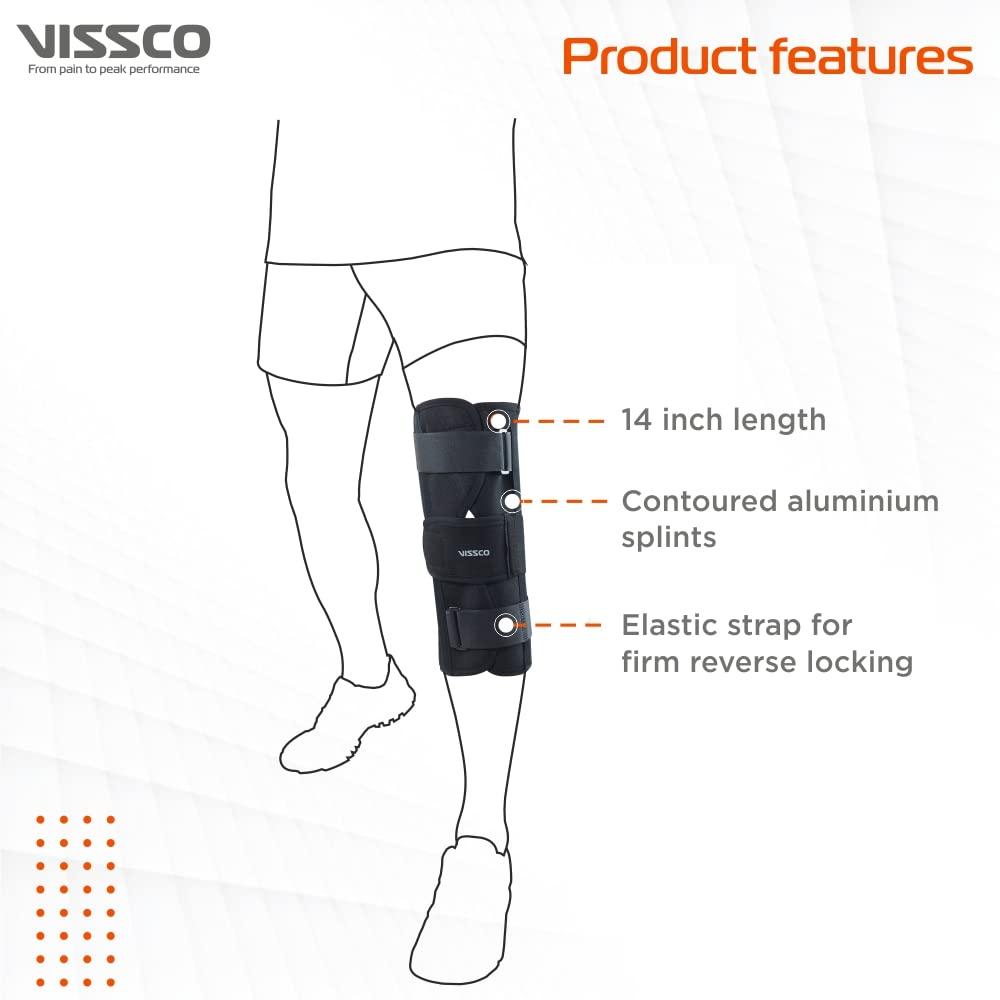 Vissco Vissco Knee Brace - Short 14" Brace (Firm Support), Knee Support for Osteoarthritis of knee joint, Pain Relief, Knee Stabilizer, Joint Injury, Knee Immobilizer - XL (Black)