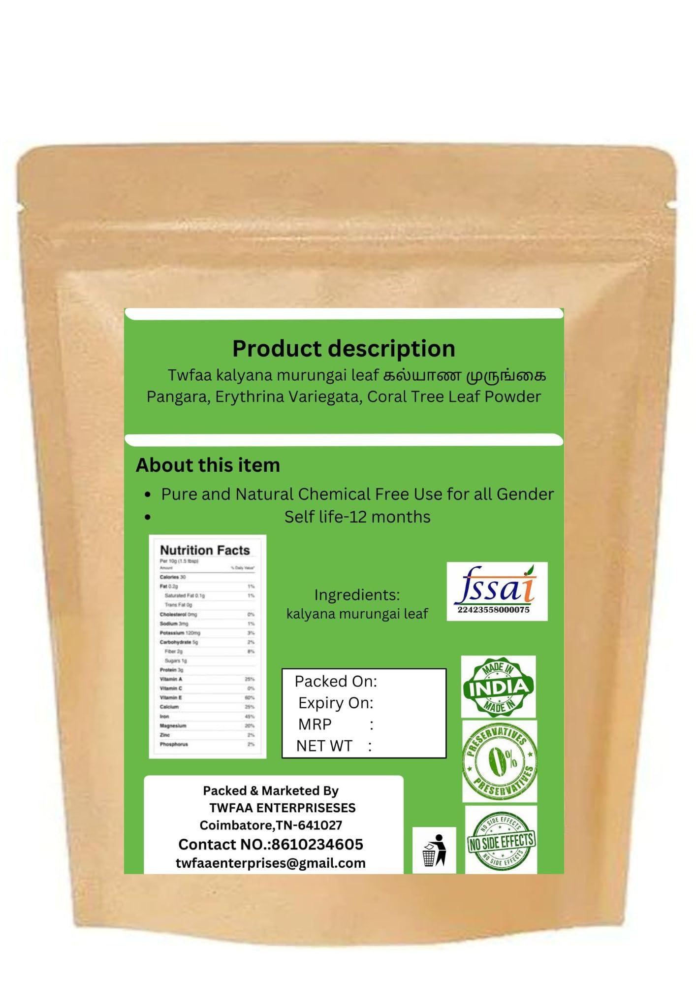 Generic Twfaa kalyana murungai leaf Pangara, Erythrina Variegata, Coral Tree Leaf Powder/Bili Vaarjipe,Mullumuruku,Raktamandar (1 kg)