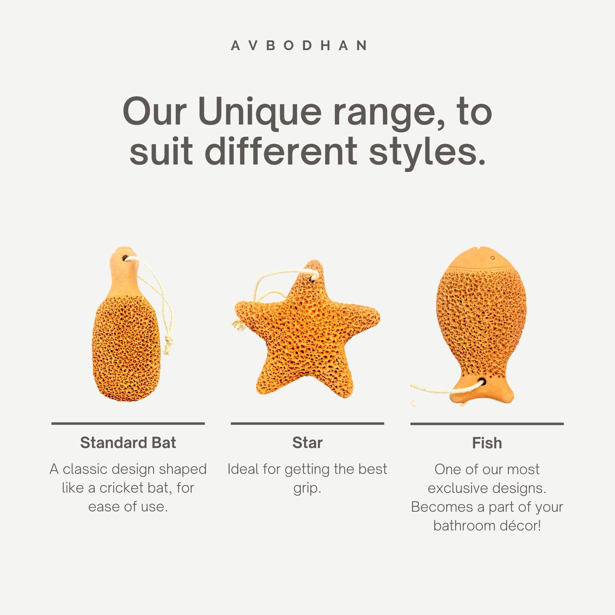 Avbodhan Avbodhan - Terracotta Foot Scrubber | Natural Pumice Stone | Dead Skin/Callus Remover | Standard - Bat Design