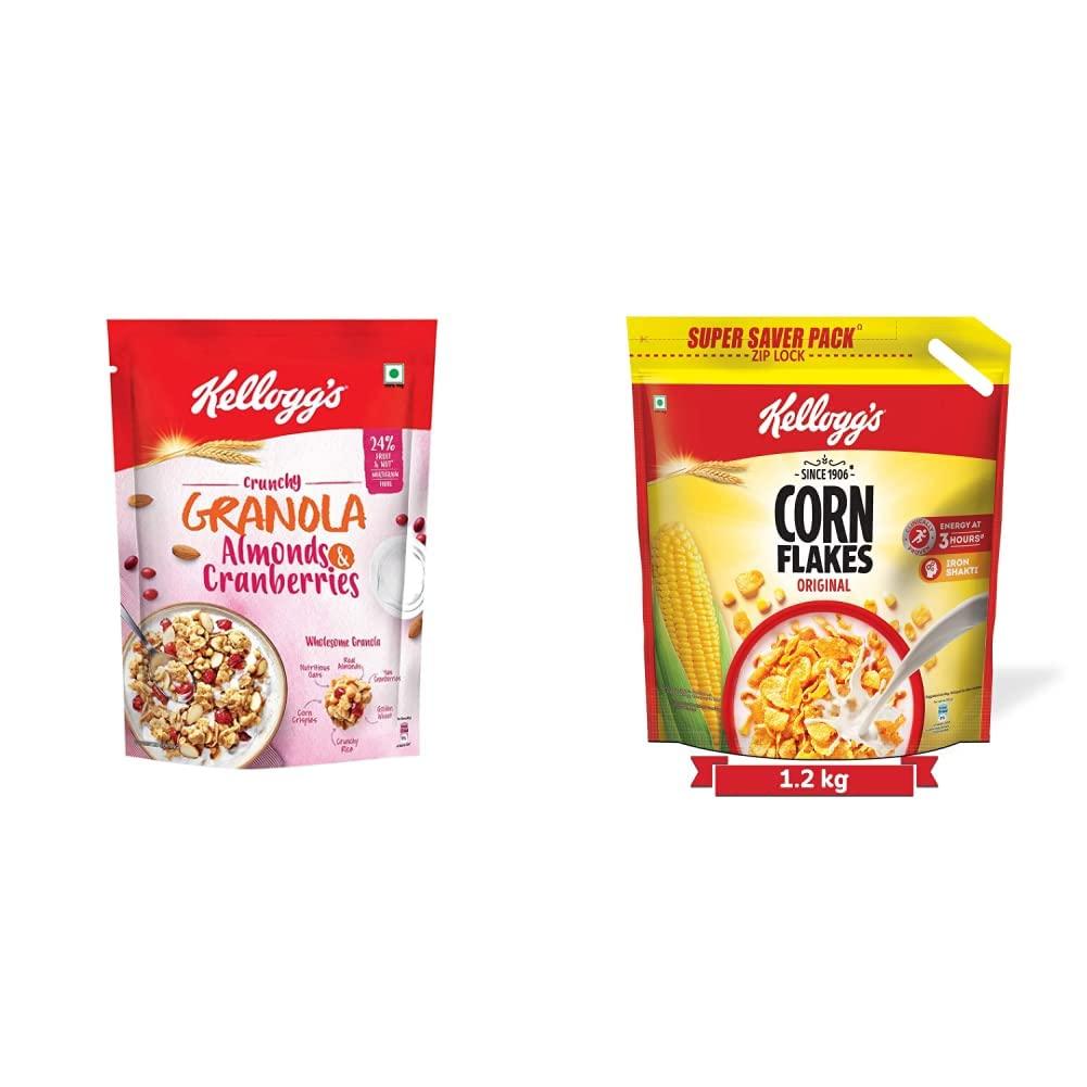 Kellogg's Kellogg\'s Combo, Crunchy Granola Almonds And Cranberries 460G And Kellogg\'S Corn Flakes Original, 1.2 Kg