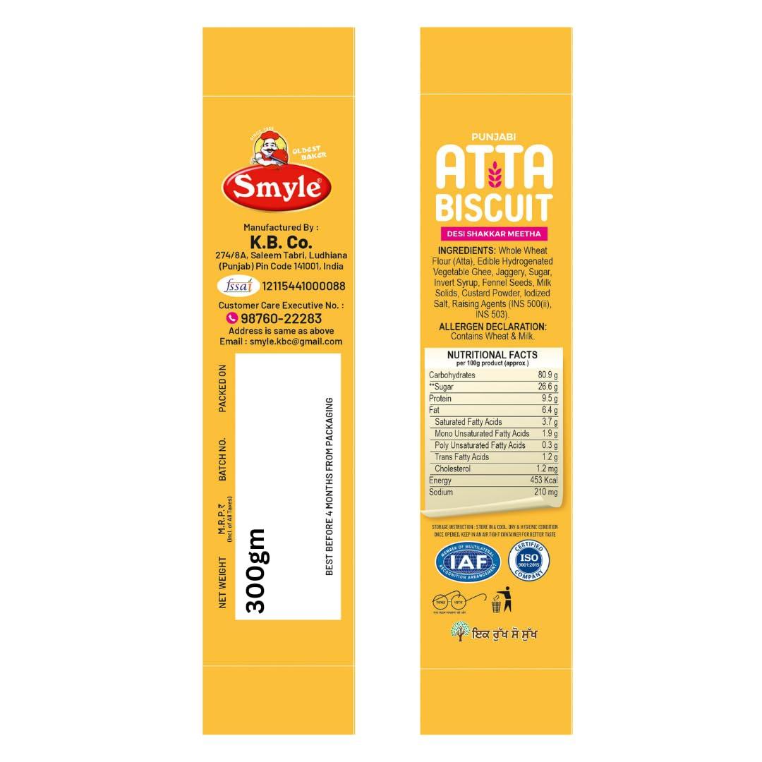 Smyle Smyle | Punjabi Atta Biscuits | 900GM Combo Offer (Shakkar+Meetha+Namkeen) | Combo Pack | Whole Wheat Biscuits | Healthy Digestive Atta Cookies | Net Weight 300G Per Tray (Pack Of 3 Trays)