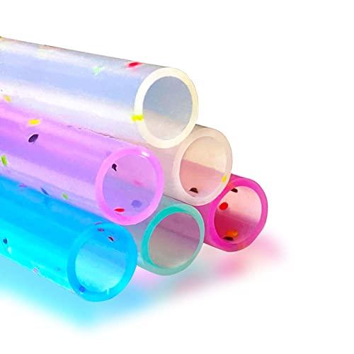 HT-INTL Reusable Silicone Drinking Straws, 12 Pcs Eco Friendly Silicone Straws 2 cleaning Brushes,for 30oz and 20oz Tumblers, Rtic,Yeti, Ozark, (Two-tone Dot, 10 inches)