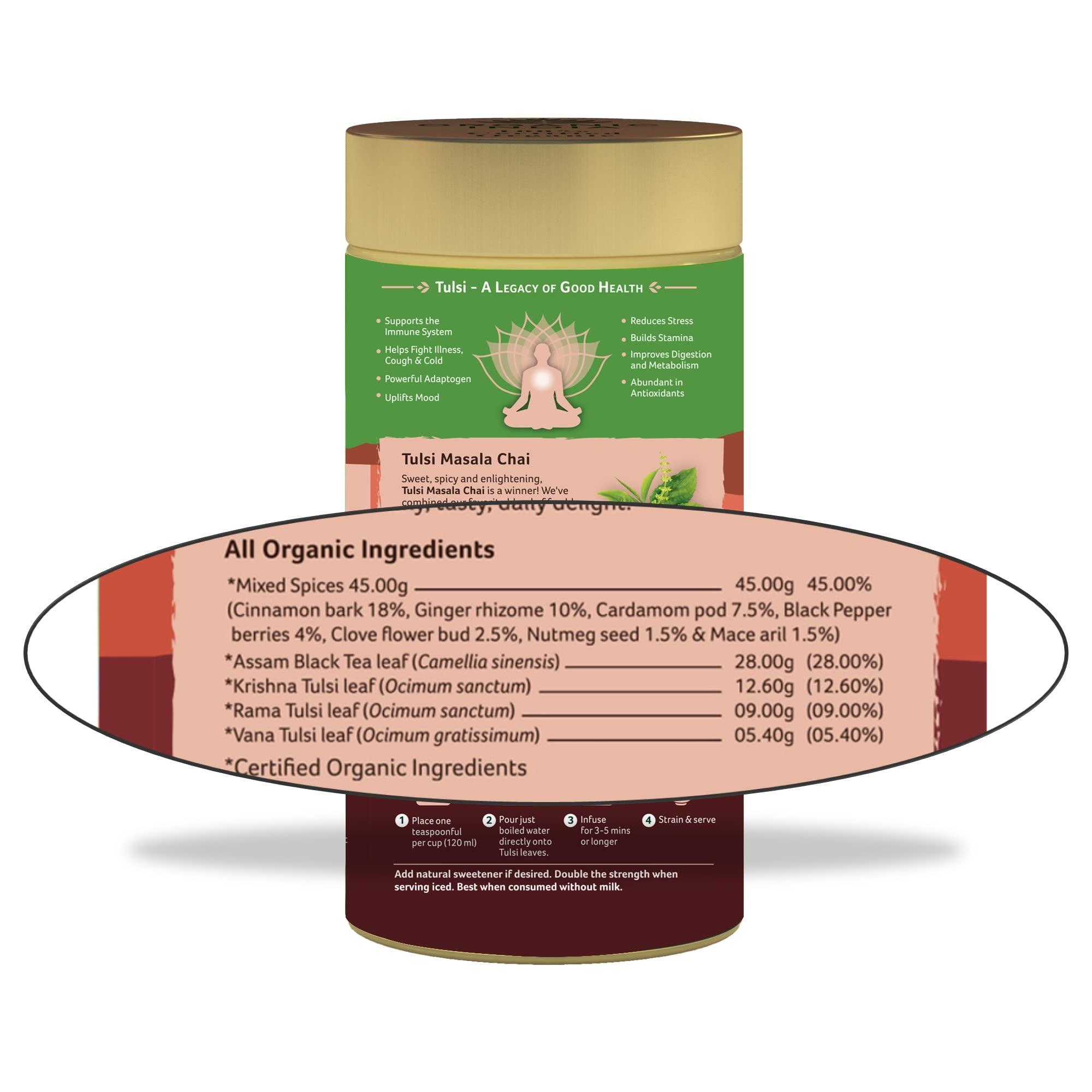 ORGANIC INDIA Organic India Tulsi Assam Masala Chai Powder, 100 Gm Tin