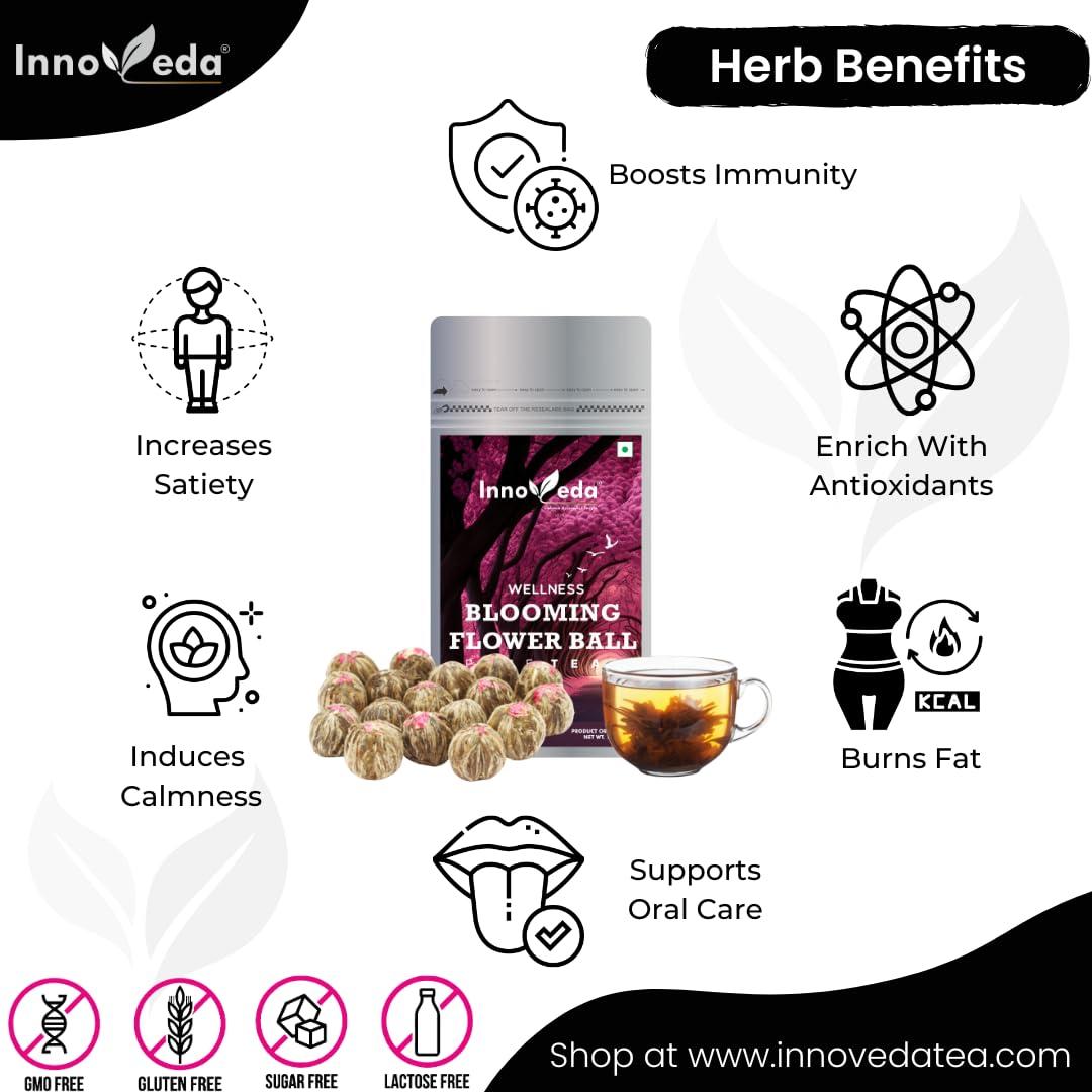 INNOVEDA Blooming Tea | Flower Tea Balls 30 Tea Cups (5 Tea Balls)