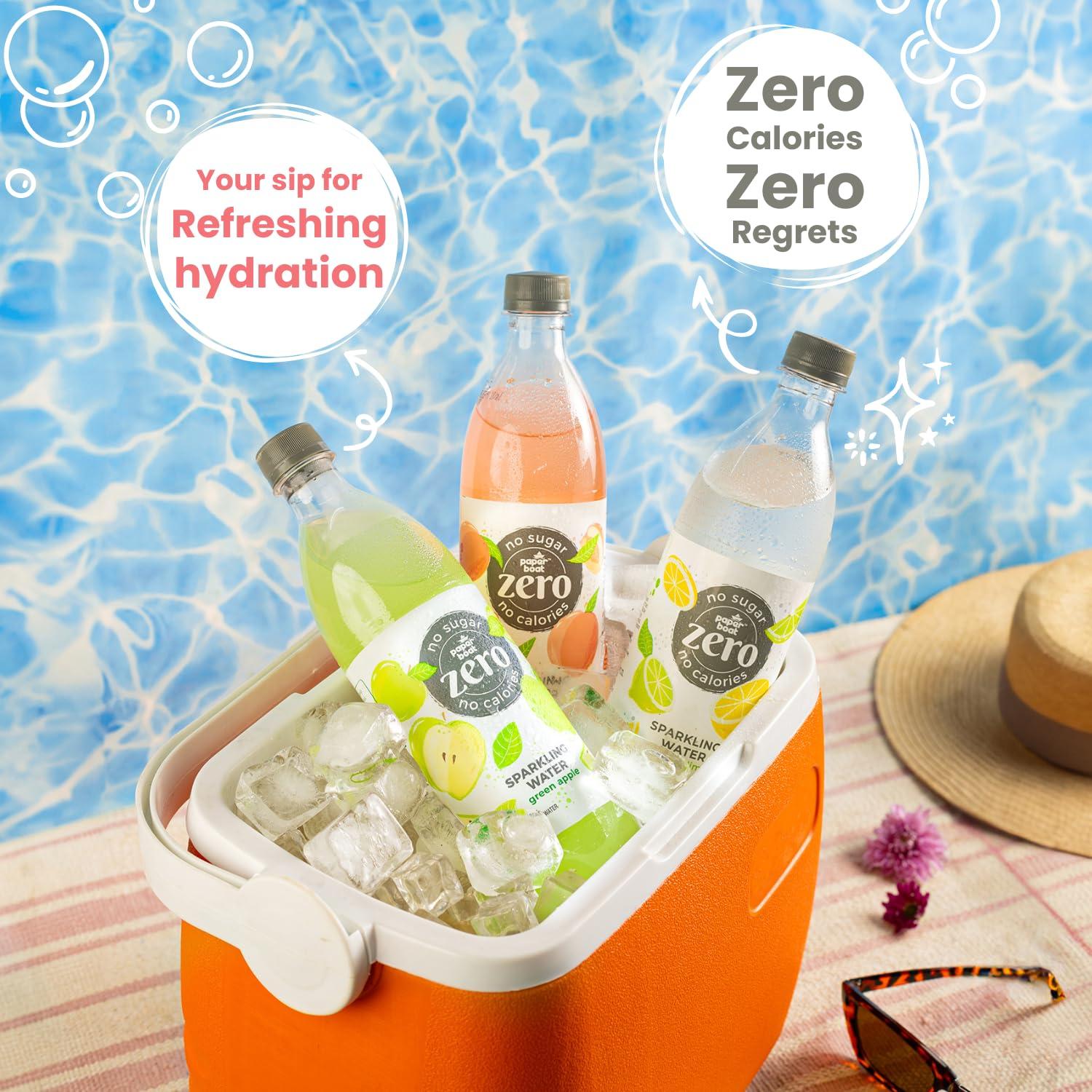 Paper Boat Paper Boat Lemon Lime Sparkling Water, Pack of 6, 600ml Each | Carbonated Water | Zero Sugar, Zero Calories I Sugar Free