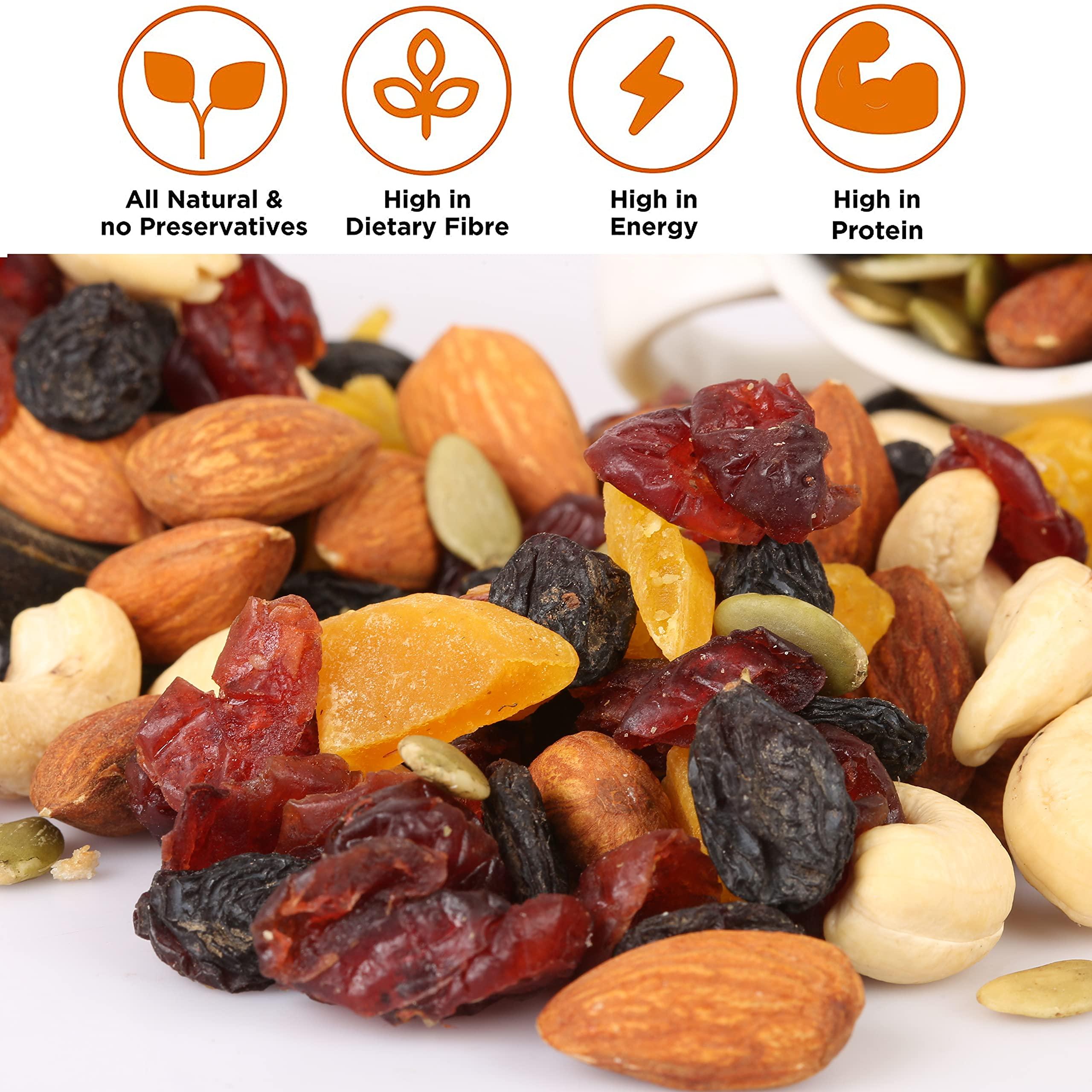 8AM 8AM Trail Mix Dry Fruits & Nuts, 200g(Pack of 2) | Made with Nutritious Ingredient Cranberries, Roasted Cashew, Almonds, Raisin, Pumpkin Seeds | Healthy and Tasty Snack, Rich in Zinc, Potassium, Iron