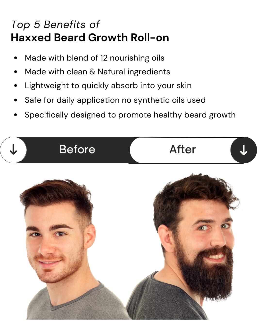Haxxed Haxxed Beard growth roll on | Beard oil for Thicker, Longer, Patchy & Uneven Beard | Made with 12 nourishing oils | Fast beard growth | Made with 100% natural oils | Beard oil (50ml)