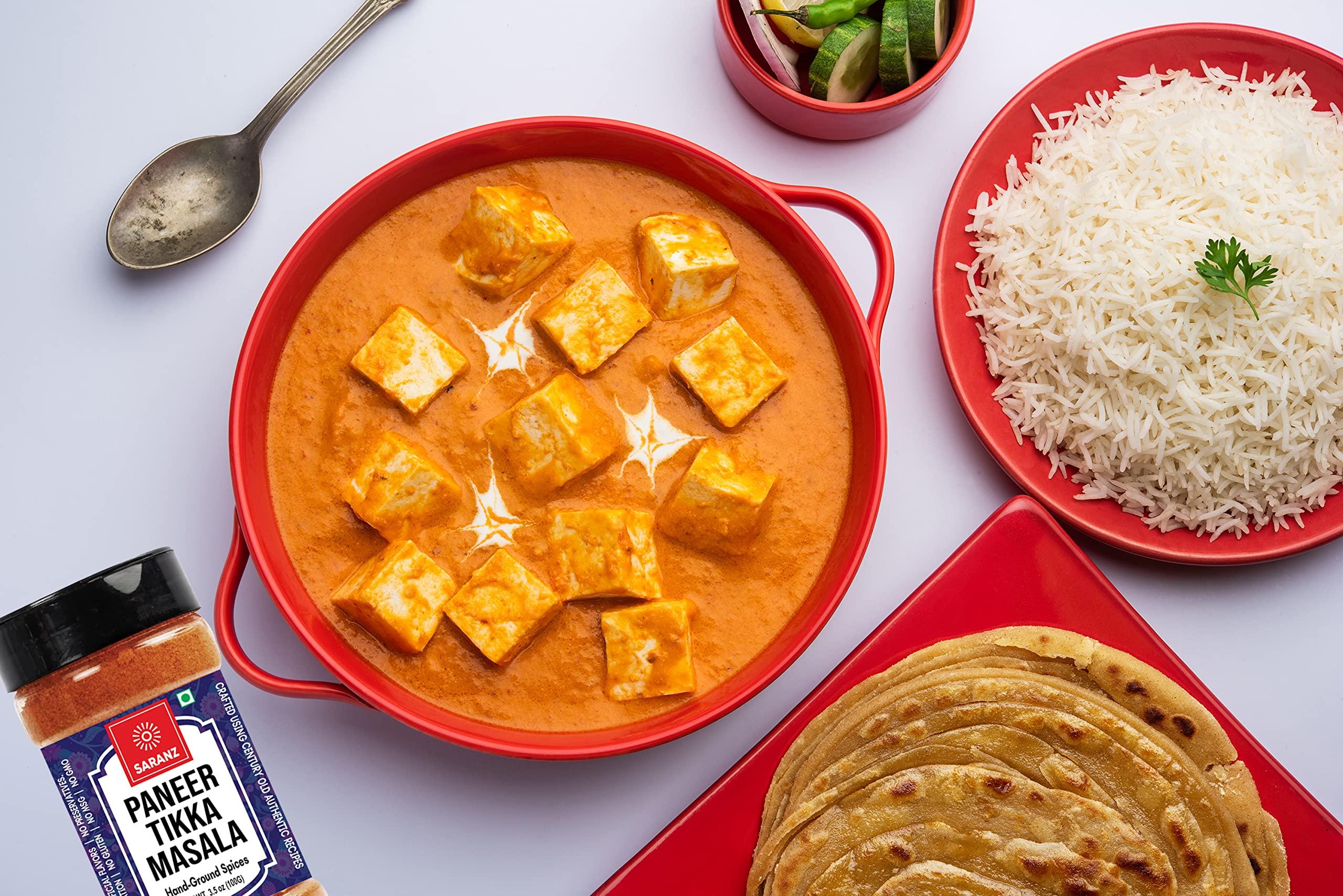 SARANZ SARANZ Paneer Tikka Masala Perfect for Cooking, Ready to Use, No added colours, Spice Powders and Masalas, Premium Artisanal Spices with Rich & Strong Flavour-100 Grams Bottle