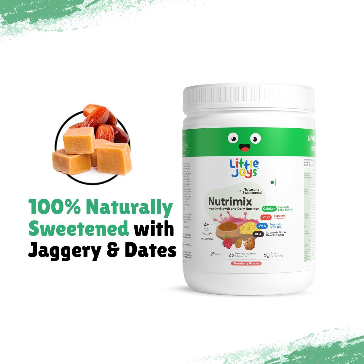 Little Joys Little Joys Nutrimix Nutrition Powder 350g | 2-6 Years | No Refined Sugar | Supports Healthy Growth & Boosts Immunity | With Ragi, Bajra, Almonds & Oats | Strawberry Flavour