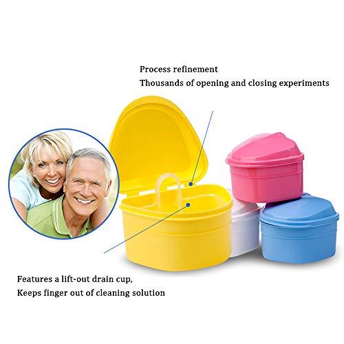 THINKPRICE Denture Bath Box Cup, Complete Clean Care for Dentures, Clear Braces, Mouth Guard, Night Guard & Retainers,Traveling