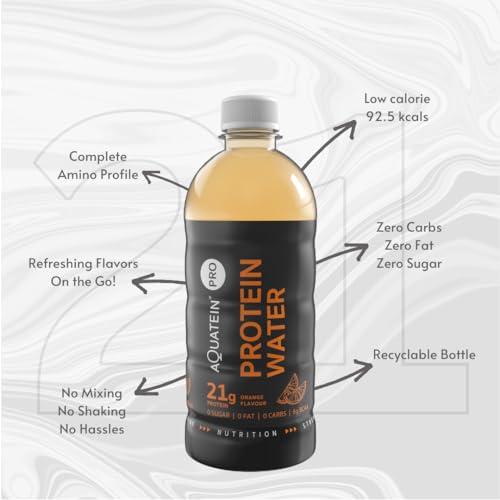 AQUATEIN AQUATEIN PRO - PROTEIN WATER - 21 Grams Protein - Pack of 8 - Sugar Free, Fat Free, Carb Free - Your Best Protein Buddy (Green Apple)