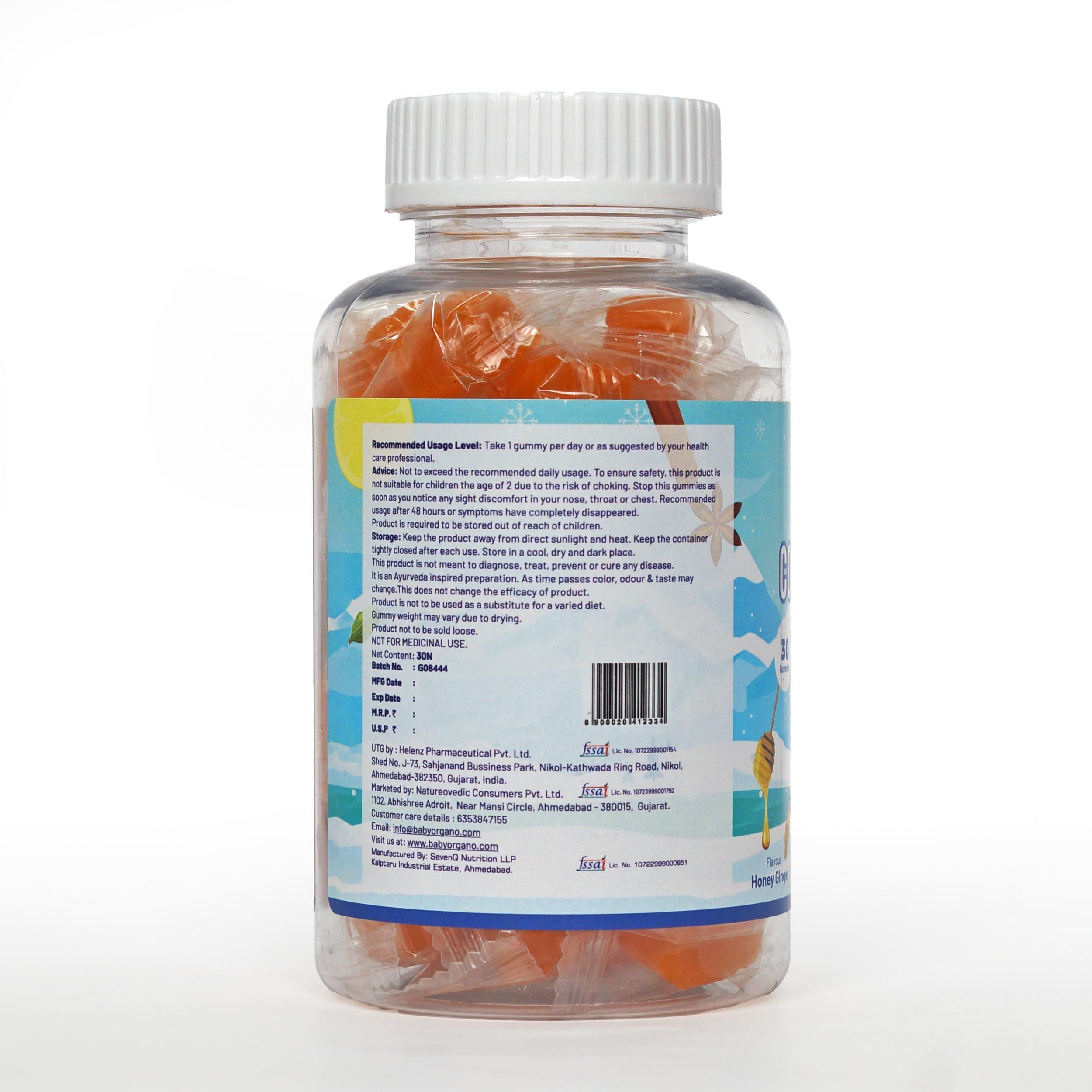 Babyorgano Babyorgano Nutriverse Cough & Cold Relief Gummies For Kids (2-15 Yrs) |30 Gummies |Relieve Dry Cough, Throat Irritation|Non-Drowsy, Ayurveda Inspired Formula, No Gelatin, Gluten, Dairy|Mango Flavor