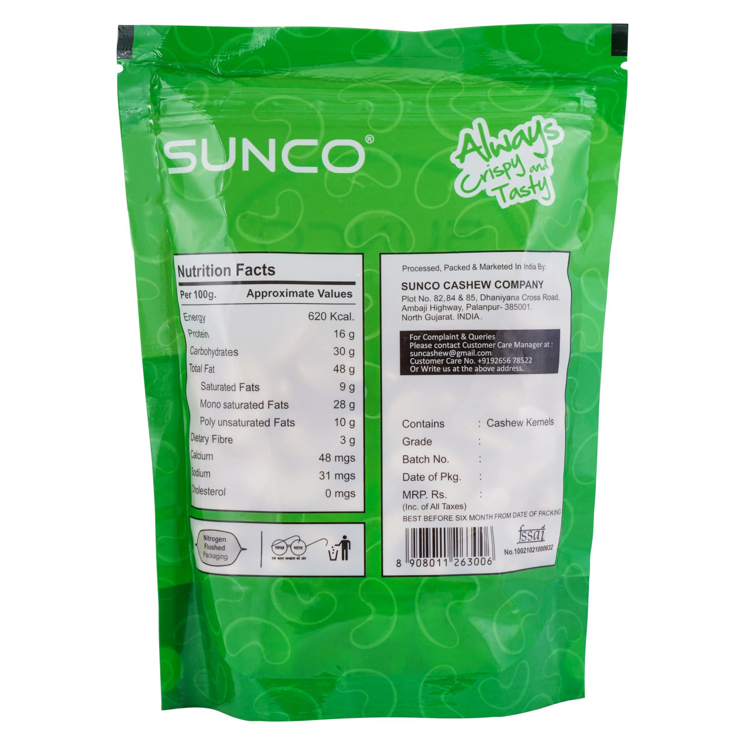 SUNCO Sunco Benin Premium Whole Cashewnuts(Kaju) Value Pack Pouch,1Kg(Pack of 4 X 250g each), Crunchy & Delicious Kaju,Rich in Protein, Calcium & Magnesium