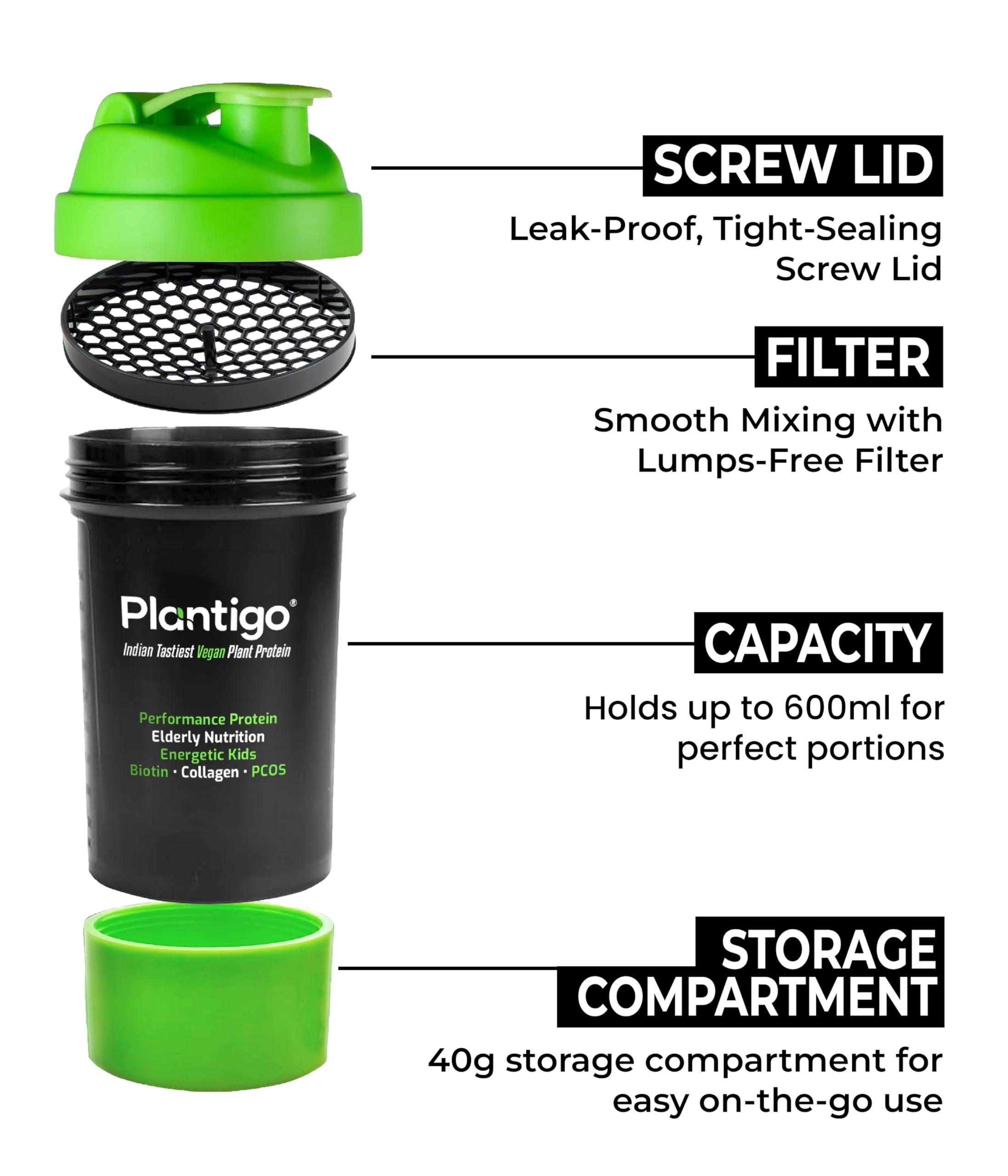 PLANTIGO Plantigo Plant Collagen Builder Powder For Skin Glow & Radiance With Biotin, Hyaluronic Acid, Vitamin A, C, E & Antioxidants - 30 Servings Collagen Booster (Mixed Berry Flavor - 300g + Shaker, 600ml)