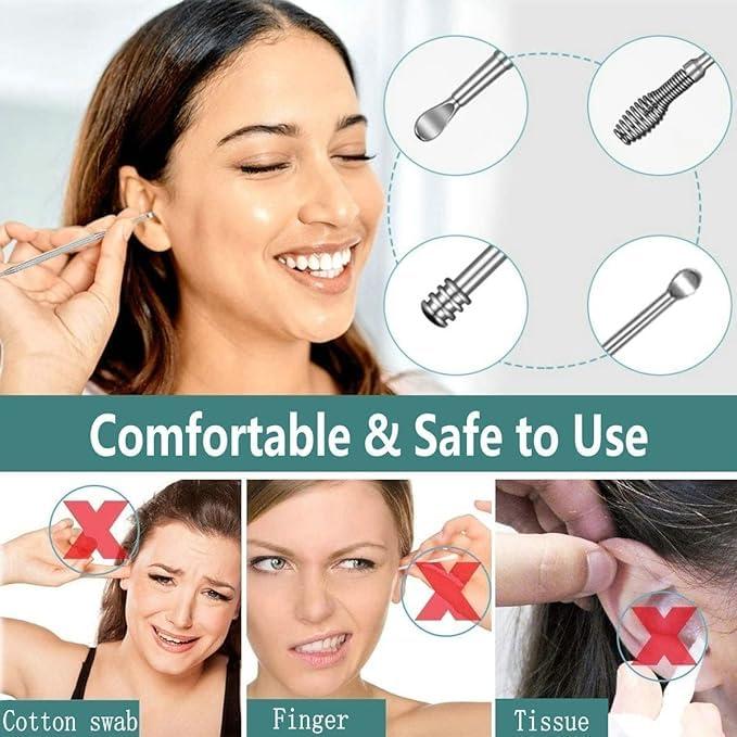 Kresal 6 Pcs Ear Wax Removal Kit, Kresal Professional Ear Pick Earwax Removal Tools, Stainless Steel Ear Cleaner Curette with Cleaning Brush and Storage Box, Suit for Kid Adult