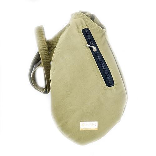 MAYAPURI MAYAPURI Pure Khadi Cotton Khaki Color Double Stitched Gomukhi Japa Mala Bag or Chanting Bag, Beads Bag with Zip Pocket and Sakshi Mala Counter