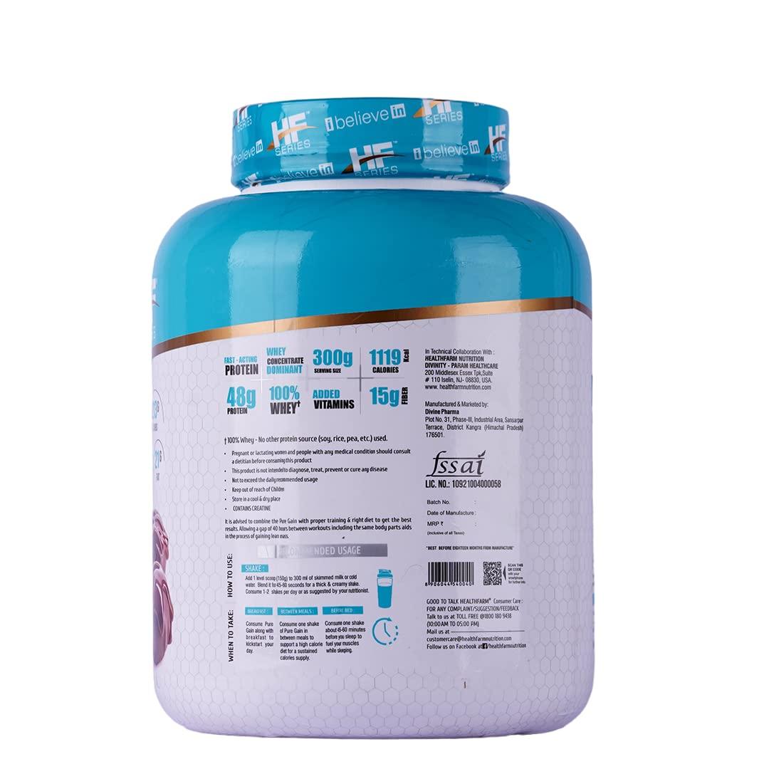 HF Series HF Series Pure Gain Mass Gainer Powder | High-Calorie | Weight Gainer Powder | 48g Protein | 11.01g BCAAs | 8.66g Glutamic Acid | Chocolate Supreme | 3kg / 6.6lbs