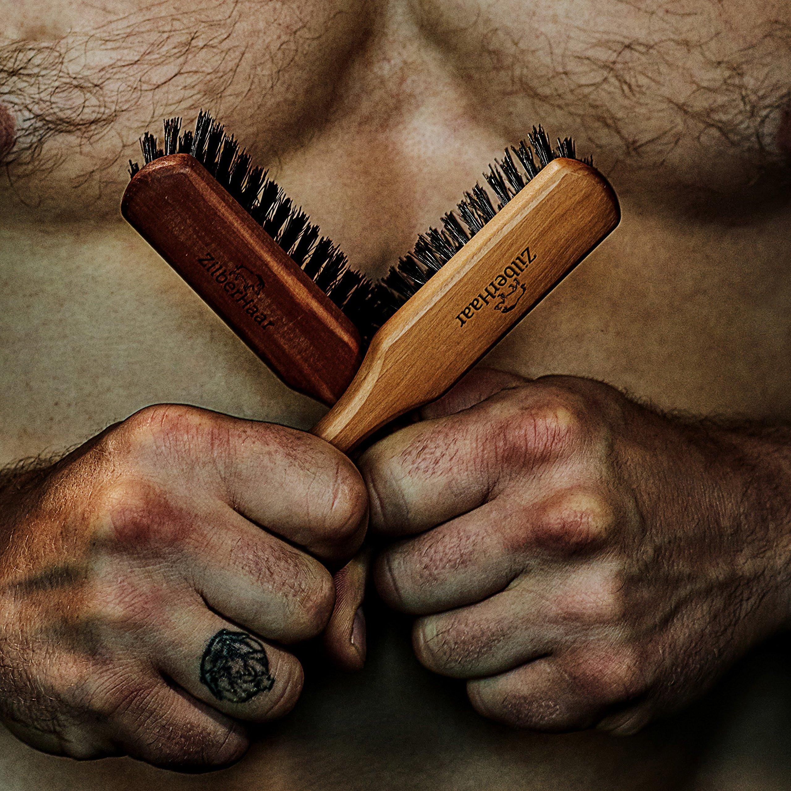 ZilberHaar ZilberHaar Beard Brush (Soft Bristles) | 100% Boar Bristle & German Pearwood | Works With All Beard Balms & Oils | Made in Germany