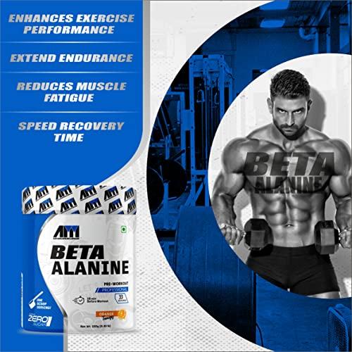 Advance MuscleMass Advance MuscleMass Beta Alanine Amino Acid supplement- Pack of 150 gm / 0.33 lbs Powder | (33 Servings) | Pre workout| Orange Flavour