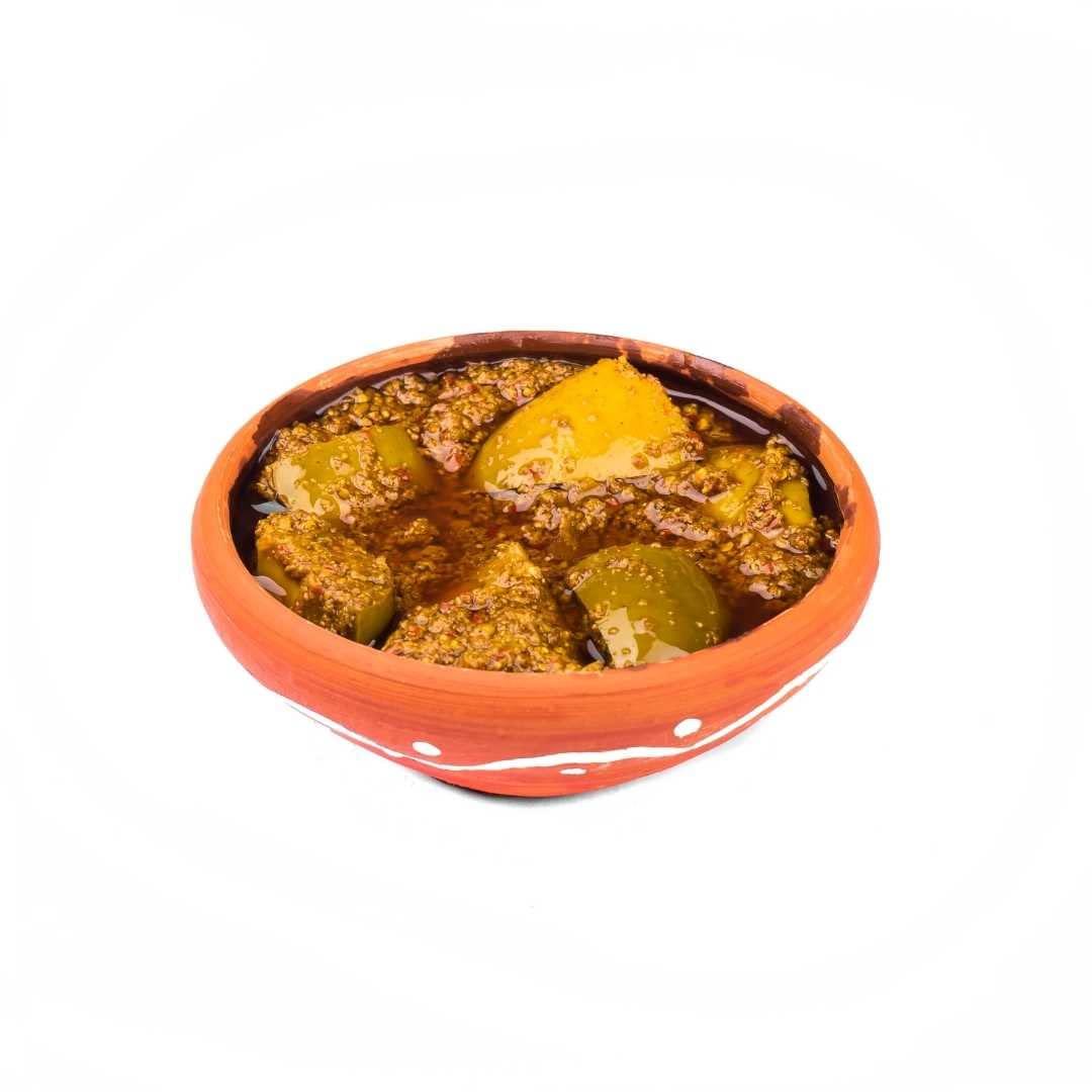 JhaJi - Taste of Mithila JhaJi - Taste of Mithila Special Mango Pickle|Bihari Style Aam Ka Achaar|Tangy & Spicy|Masaledaar & Khatta|1-Inch Mango Pieces|Sun-Dried. No Artificial Preservatives & Colors|Bihari-Style Pickle,250G