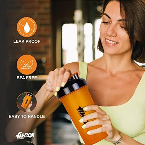 FitBox Sports FitBox Sports Supplements Shaker Bottle for Protein, Pre - Post Workout 700ml (Orange)