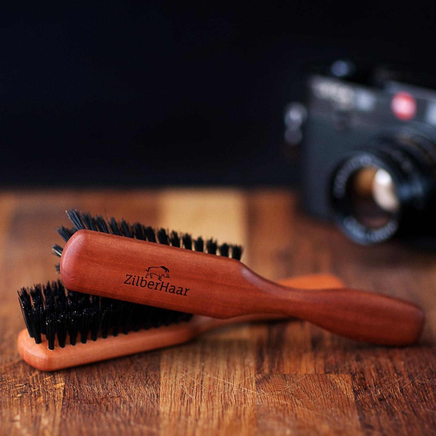 ZilberHaar ZilberHaar Beard Brush (Soft Bristles) | 100% Boar Bristle & German Pearwood | Works With All Beard Balms & Oils | Made in Germany