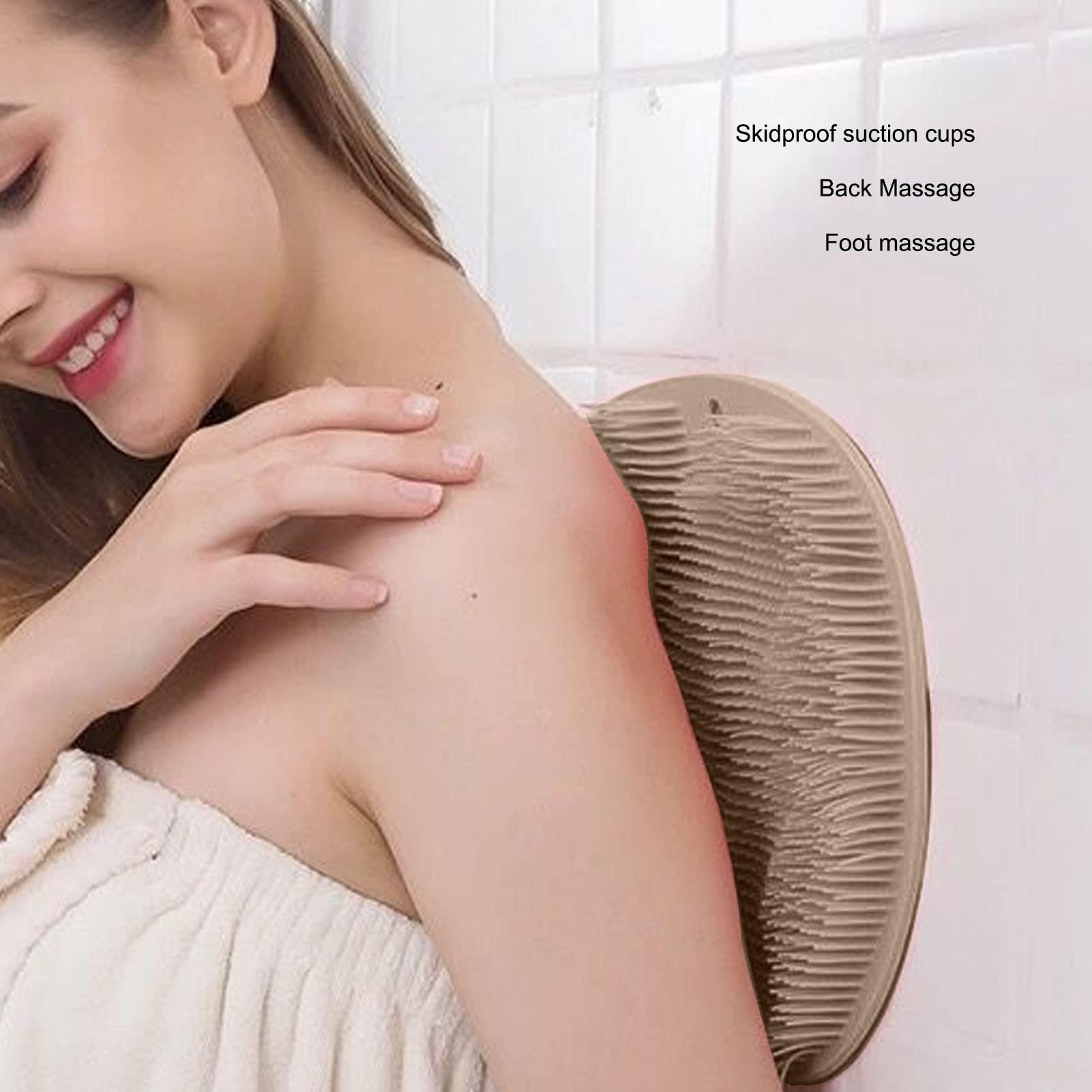 FAIG Shower Foot Massager, Foot Scrubber Mat Foldable Deeply Cleaning for Bathroom for Women (Brown)