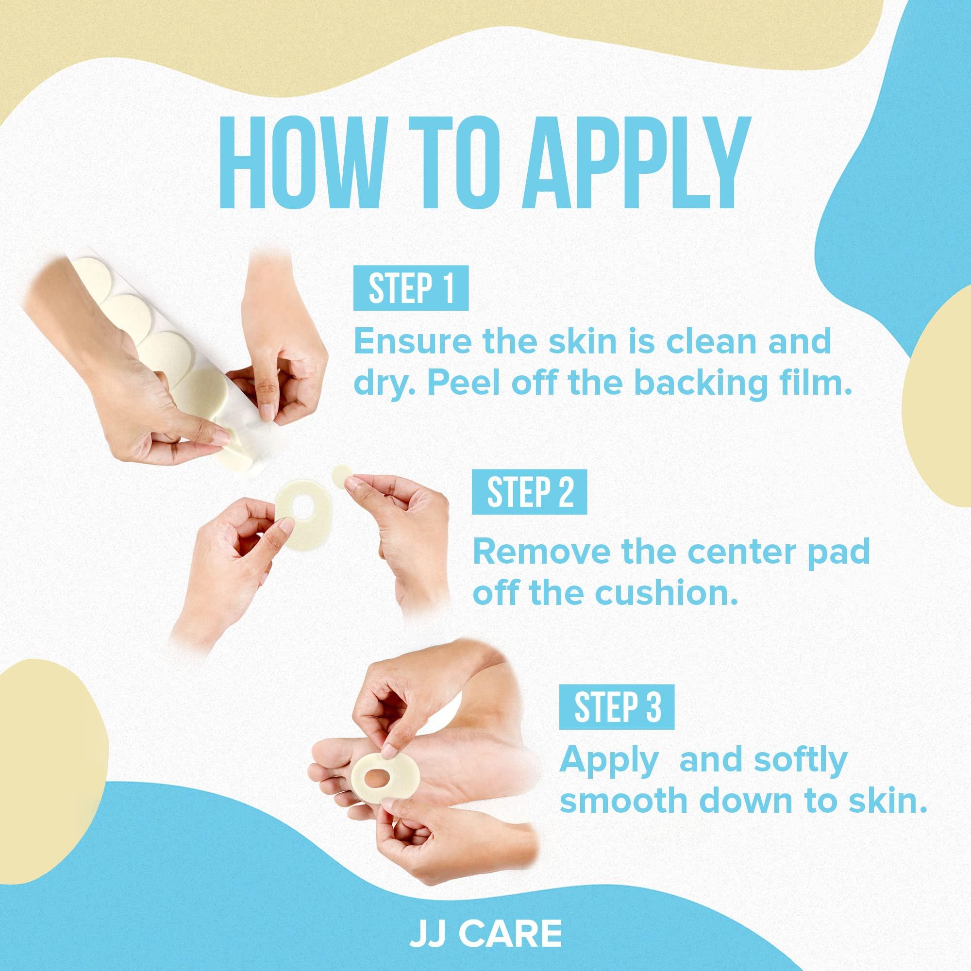 JJ CARE [Box of 50] Callus Cushions, Oval Callus Pads for Feet, Soft Felt Callus Pads for Pain Relief & Foot Care, Self-Adhesive Foot Callous Cushions, Medical Grade Callous Protector