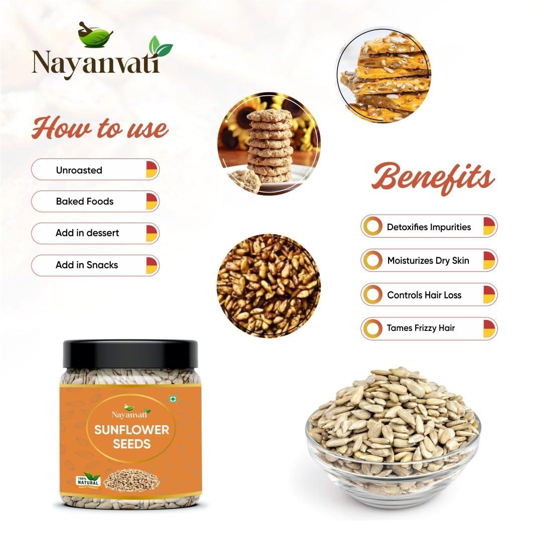 Nayanvati Nayanvati Raw Pumpkin and Sunflower Seeds for Eating Protein (500 gm) Fibre Rich Food For Immunity Booster Diet Food 250 gm each