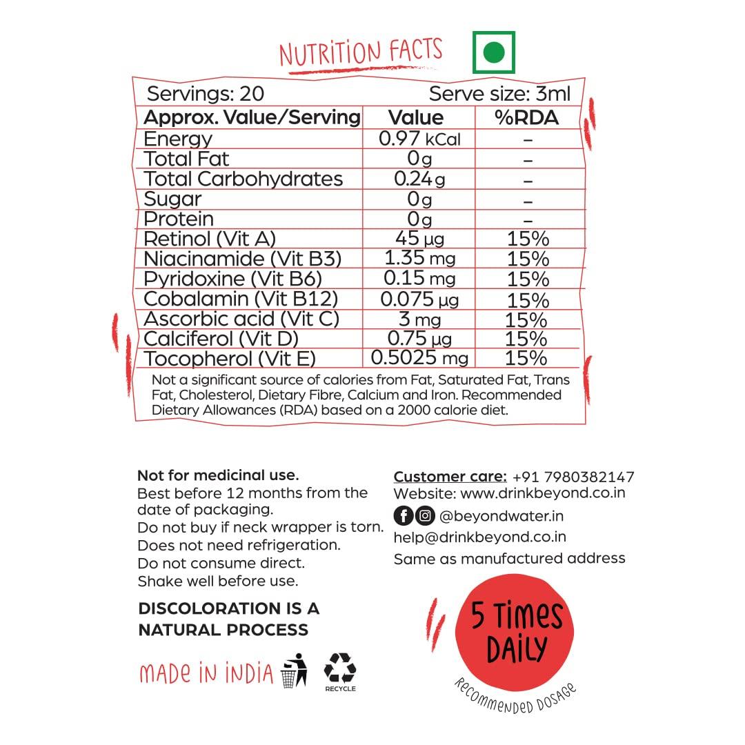 BEYOND WATER BEYOND WATER - (Pack Of 4 X 20 Servings) Water Enhancers|Shark Tank India Products|Sugar Free Instant Drink Mix, Favoured Water Drops (Lemon Mint, Lemon Ice Tea, Strawberry Lemonade, Watermelon Mint)