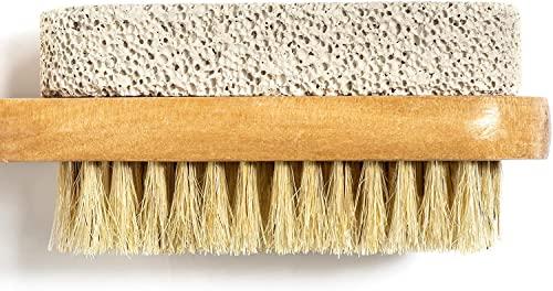 Amzgear Amzgear Natural Pumice Stone Combo foot Brush, Body Exfoliating Double Side Soft Bristle Wood Brush, Suitable for Pedicure Brush Kit Tool for Cleanse, Scrub & File Dead Skin Callus Remover (Pack of 1)