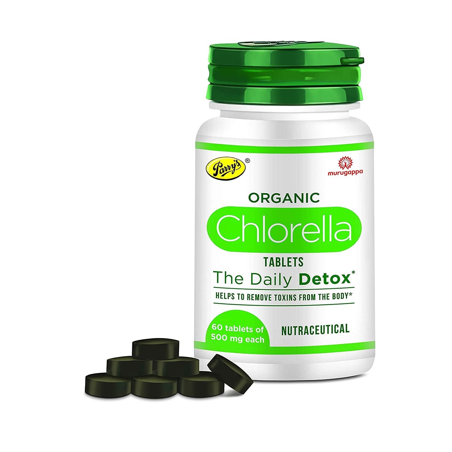 Parry's Wellness Parry's Wellness Organic Chlorella The Ultimate Detox Superfood Protects Liver and promotes Health | Removes Heavy Metals & Body Toxins | 100% Organic & Safe | Made In India – 60 Tablets (500mg Each)