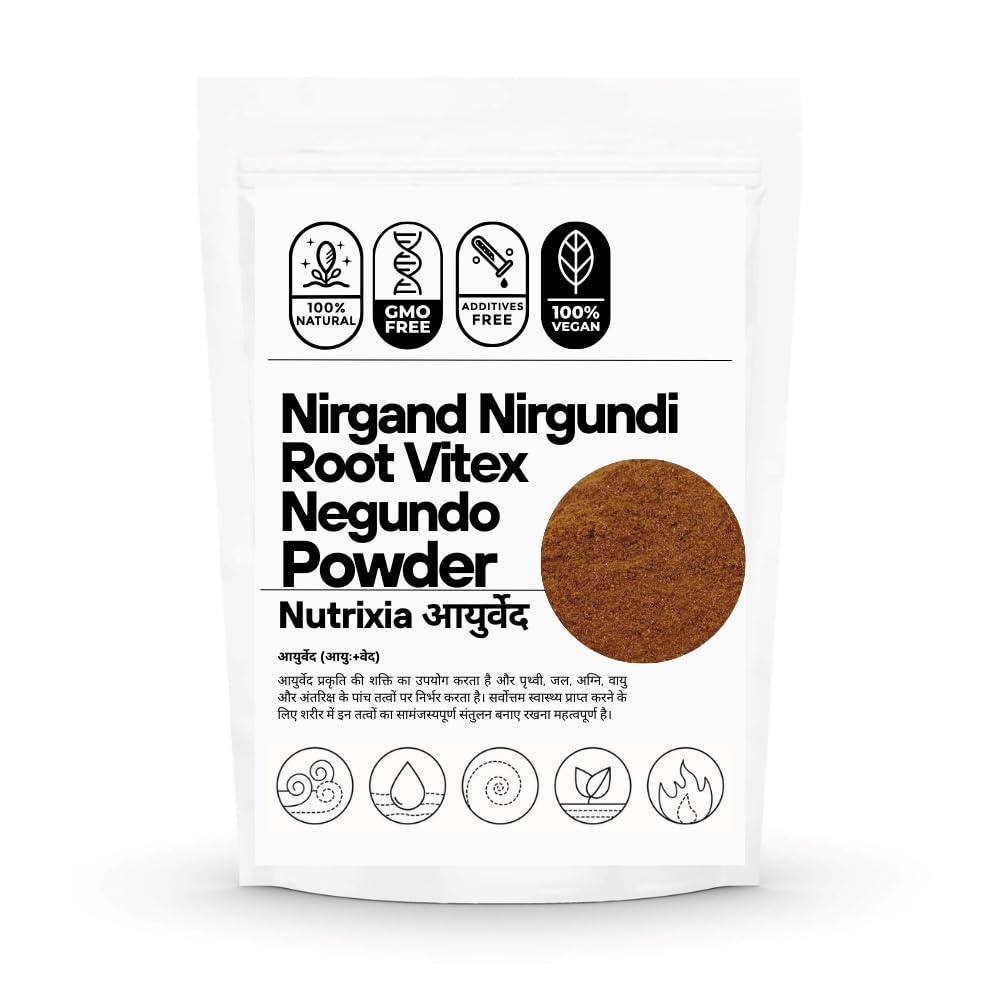 Nutrixia Nirgand Nirgundi Root Powder Vitex Negundo Root Dried Nishinda, Nirgundi, Samalu, Huang ping (50 Gms)