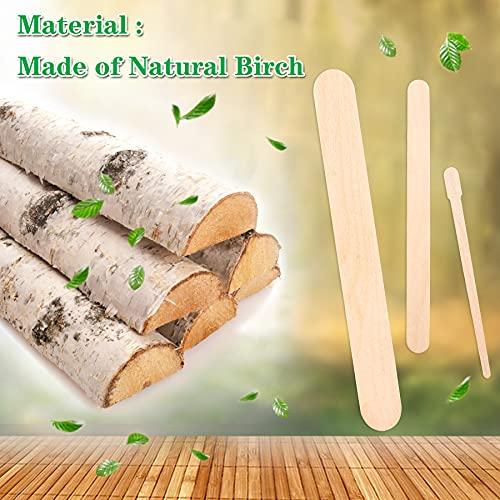 JANYUN 200 PCS Wooden Wax Sticks Waxing Applicator Spatulas Kit for Eyebrow Lip Face and Body Hair Removal(Combination Style)